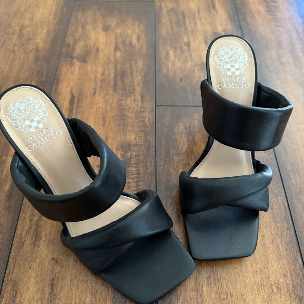 Vince Camuto Black Leather Mules